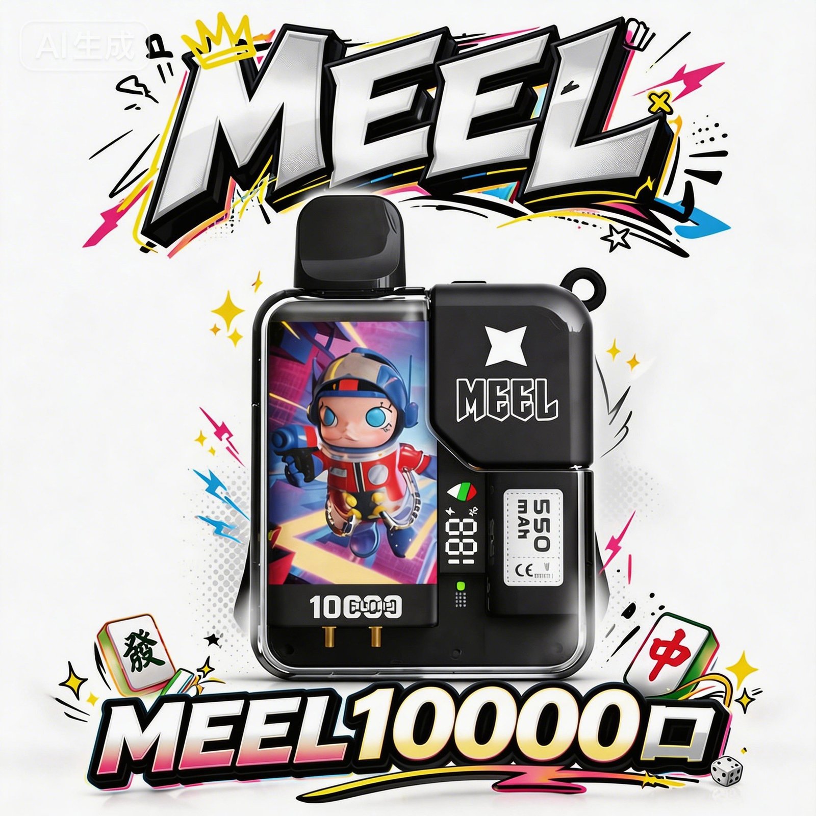 MEEL Boost 10000口抛棄式 純粹穩壓輸出 雙檔位模式切換技術 550mAh 補能續航 LABUBU聯名趣味造型 台灣現貨秒發